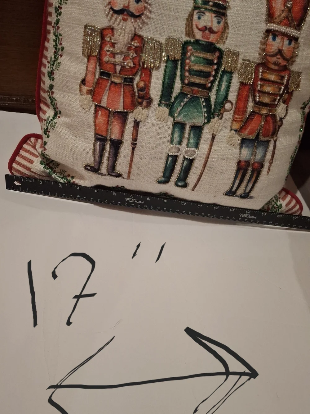 Holiday Nutcracker Decorative Pillow - Red & Green